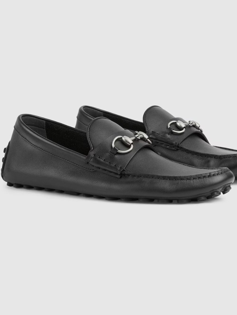 Gucci Hebron Horsebit Mens Driver Loafer Shoes Black Leather UK 9.5 US 10